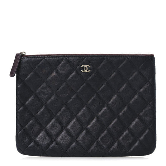 Chanel Lambskin Quilted Medium Cosmetic Case Black