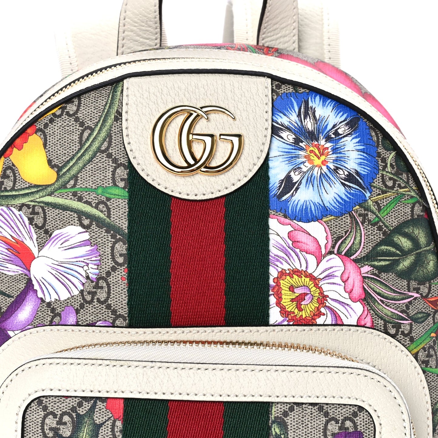 Gucci GG Supreme Monogram Flora Web Small Ophidia Day Backpack White