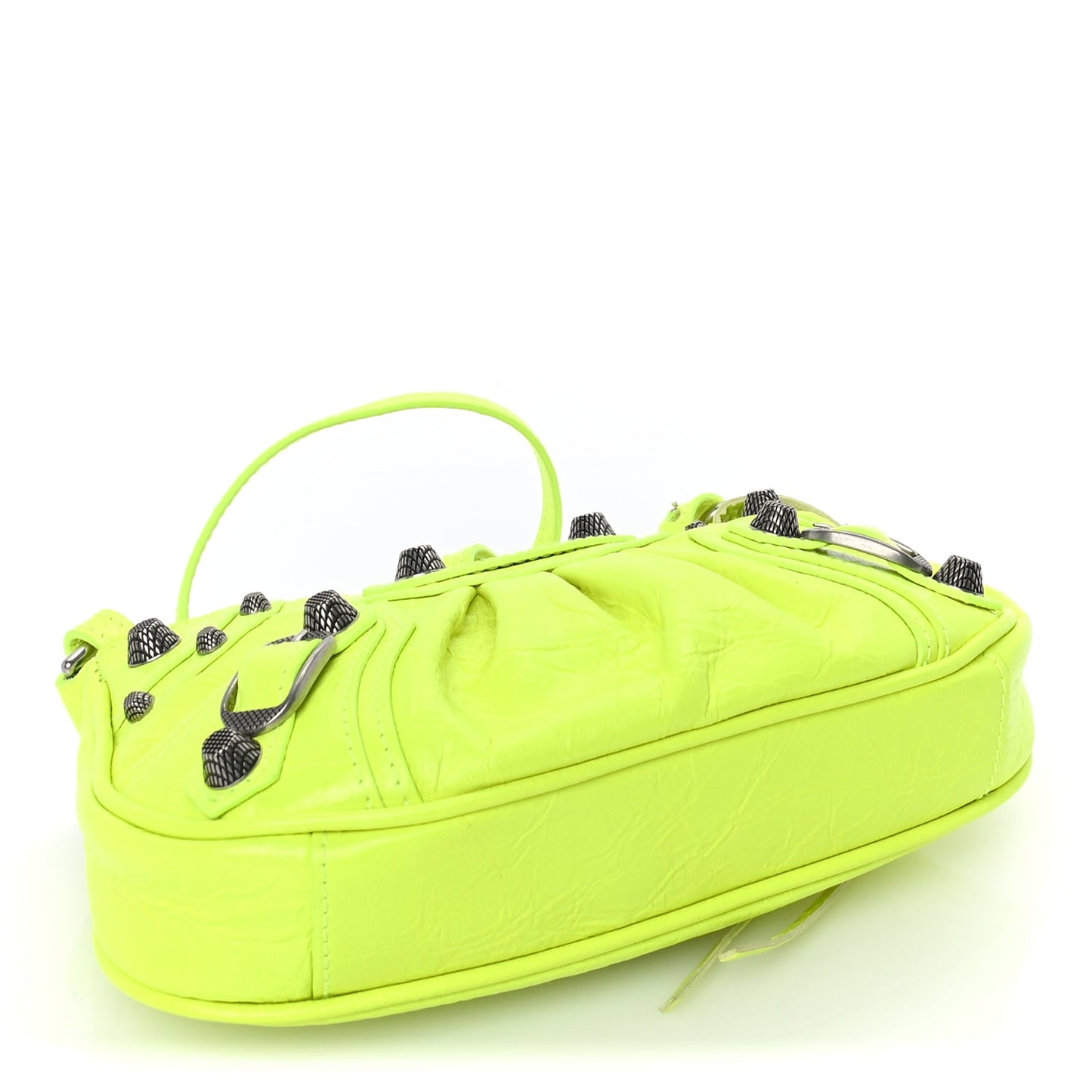 Balenciaga Agneau Arena Le Cagole Mini Purse With Chain Fluo Yellow