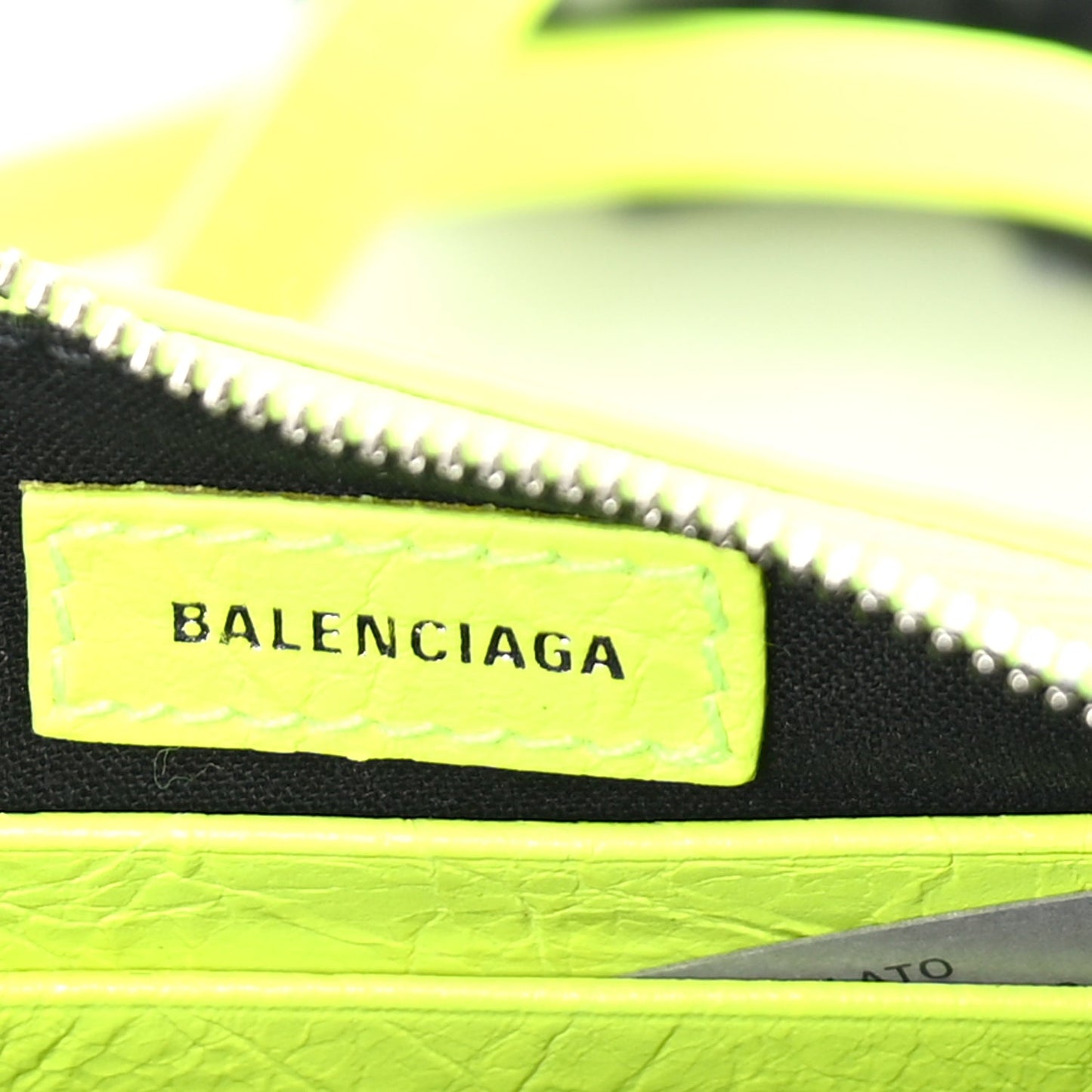 Balenciaga Agneau Arena Le Cagole Mini Purse With Chain Fluo Yellow