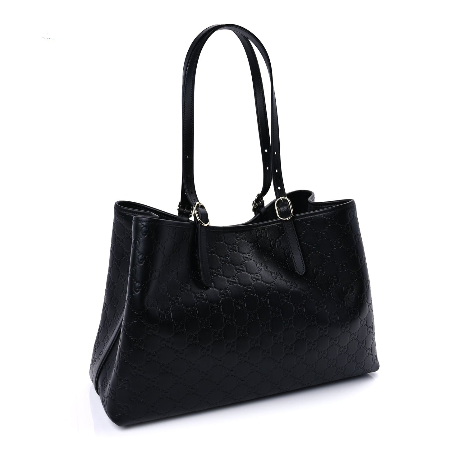 Gucci GG Calfskin Embossed Calfskin Large Tote Bag  Black