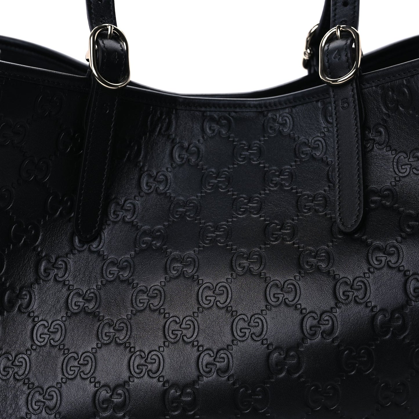 Gucci GG Calfskin Embossed Calfskin Large Tote Bag  Black