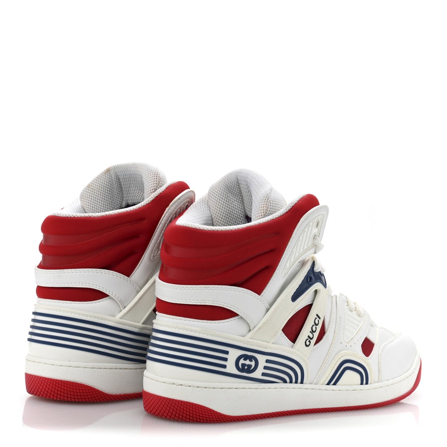 Gucci Demetra GG Supreme Monogram Mens Basket High Top Sneakers 11 Great White Red Blue
