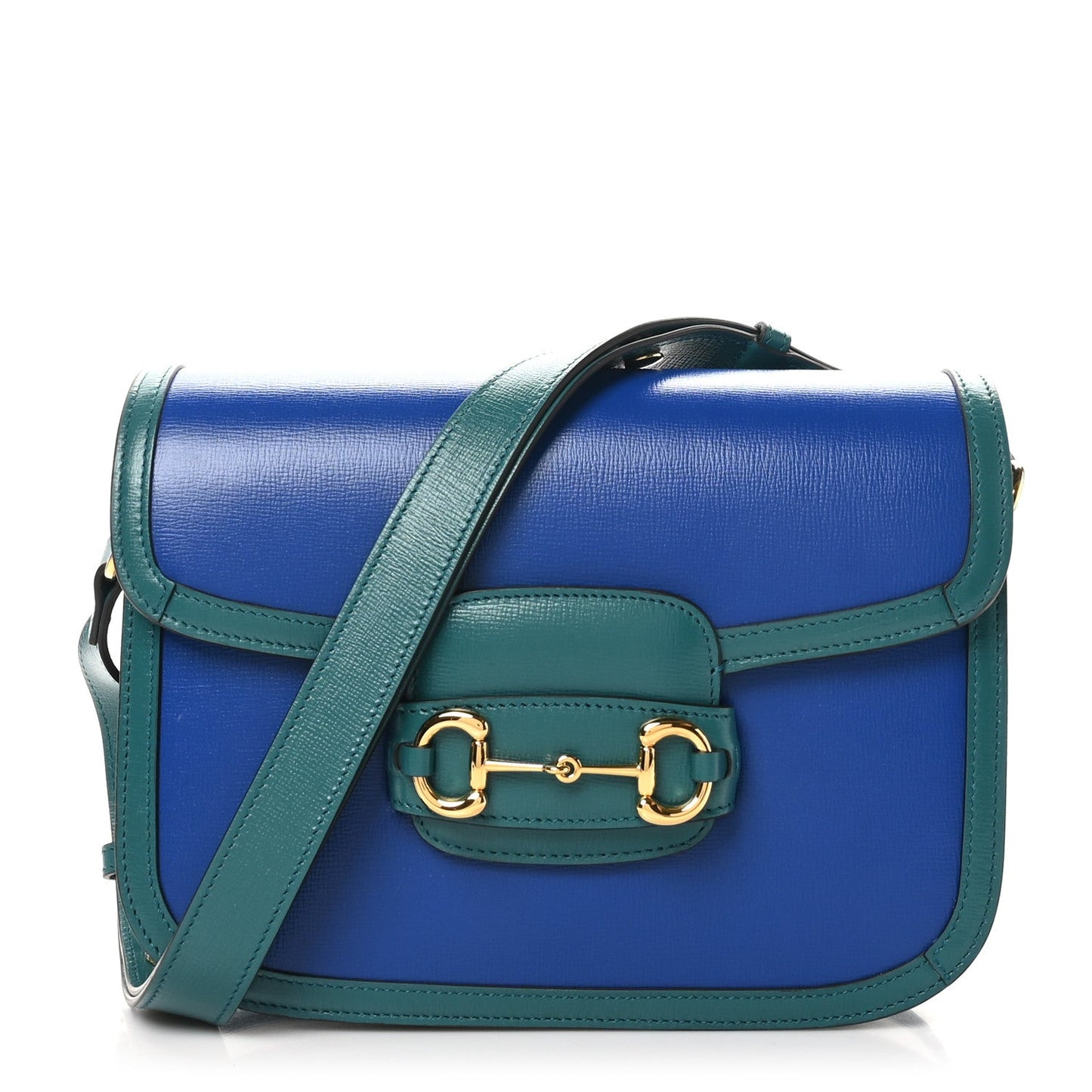 Gucci Azalea Calfskin Horsebit 1955 Shoulder Bag Imperial Blue Pavone