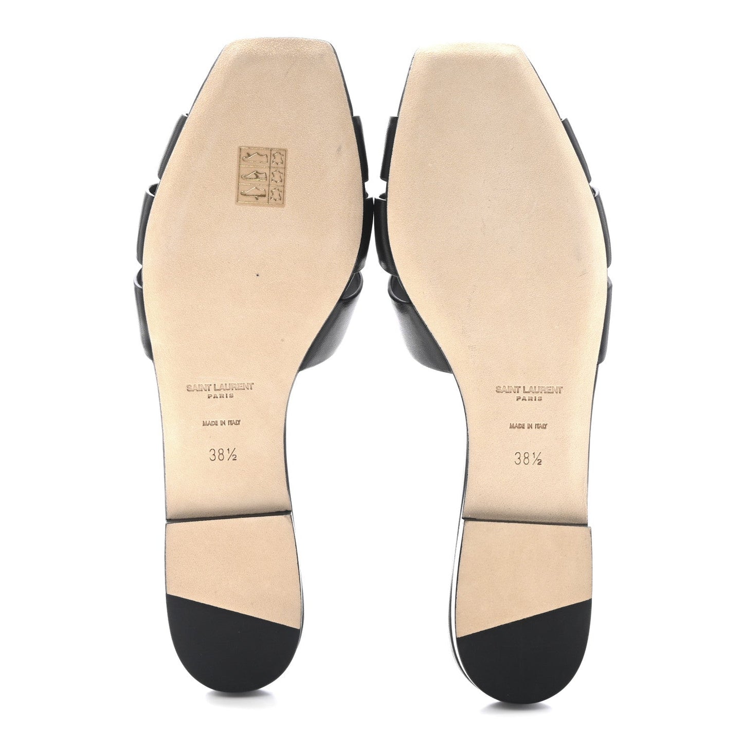 Saint Laurent Calfskin Tribute 05 Slide Sandals 38.5 Black