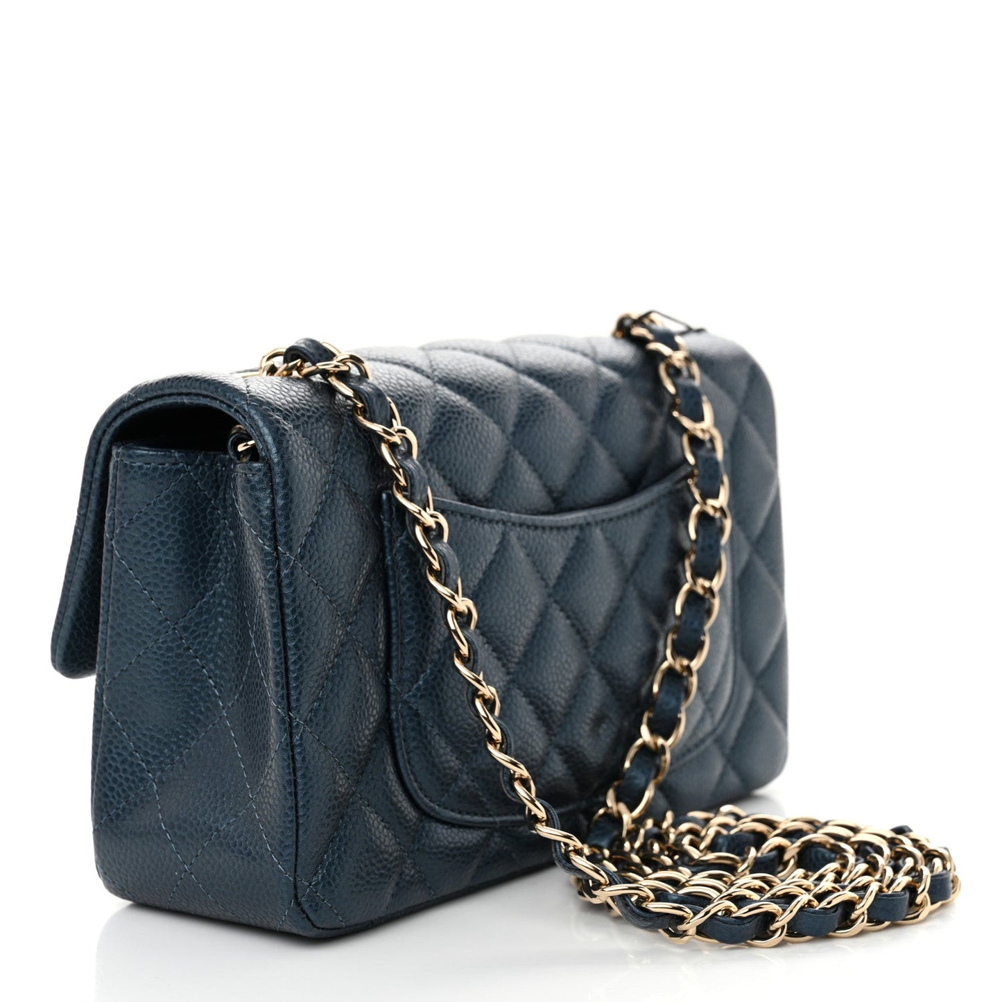 Chanel Iridescent Caviar Quilted Mini Rectangular Flap Dark Blue