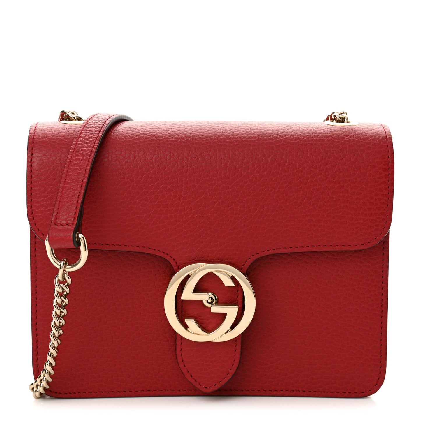 Gucci Dollar Calfskin Small Interlocking G Shoulder Bag Red
