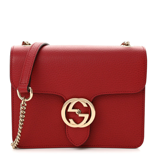 Gucci Dollar Calfskin Small Interlocking G Shoulder Bag Red