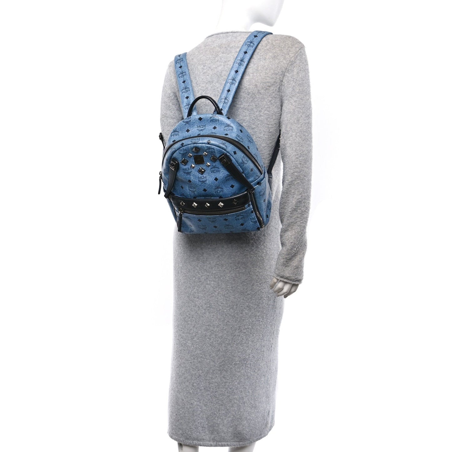 MCM MCM Visetos Studded Small Dual Stark Backpack Denim