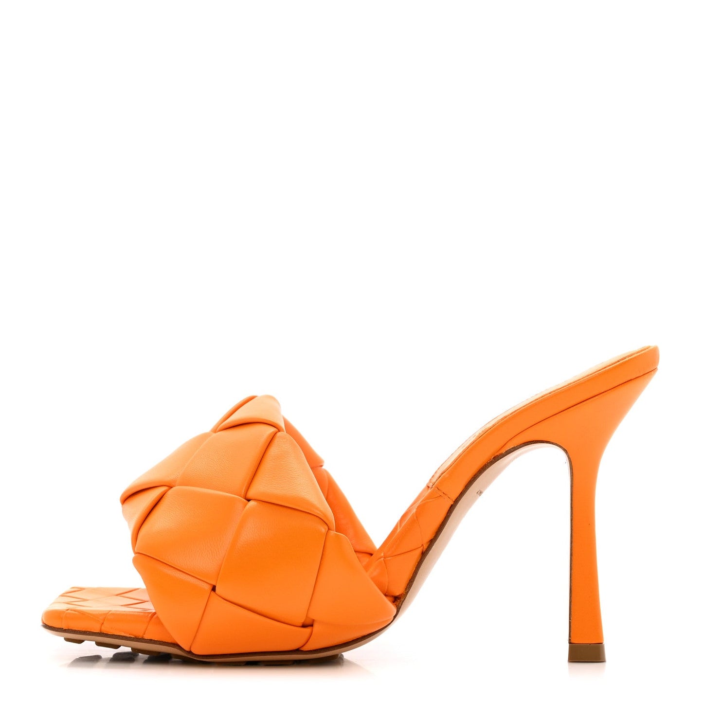 Bottega Veneta Nappa Maxi Intrecciato Lido Mule Sandals 37 Tangerine