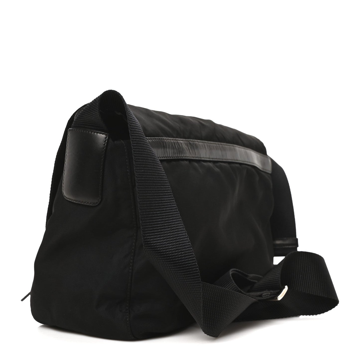 Prada Tessuto Nylon Saffiano Vela Messenger Bag Black
