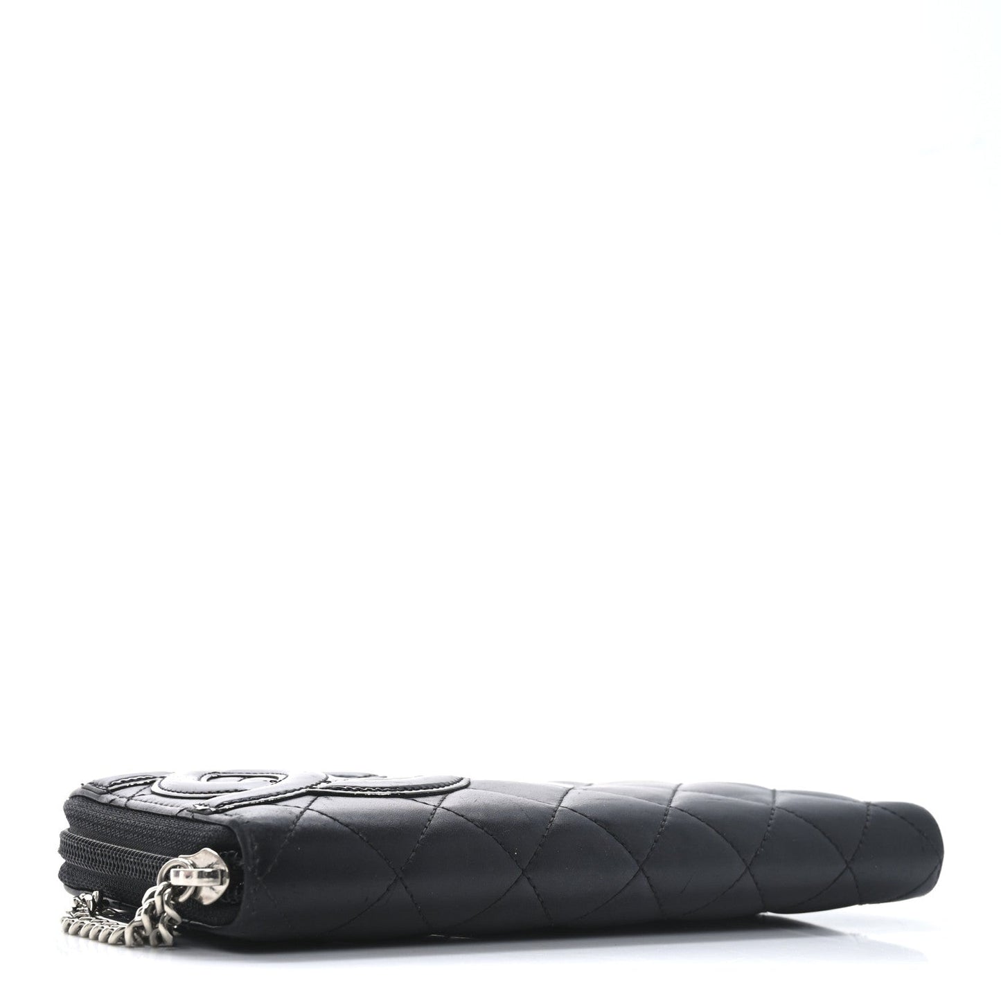 Chanel Calfskin Quilted Cambon Large Gusset Zip Around Wallet Black
