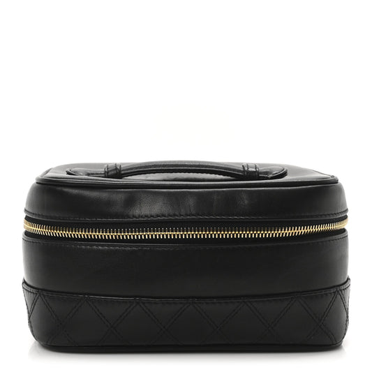 Chanel Lambskin Vanity Cosmetic Case Black