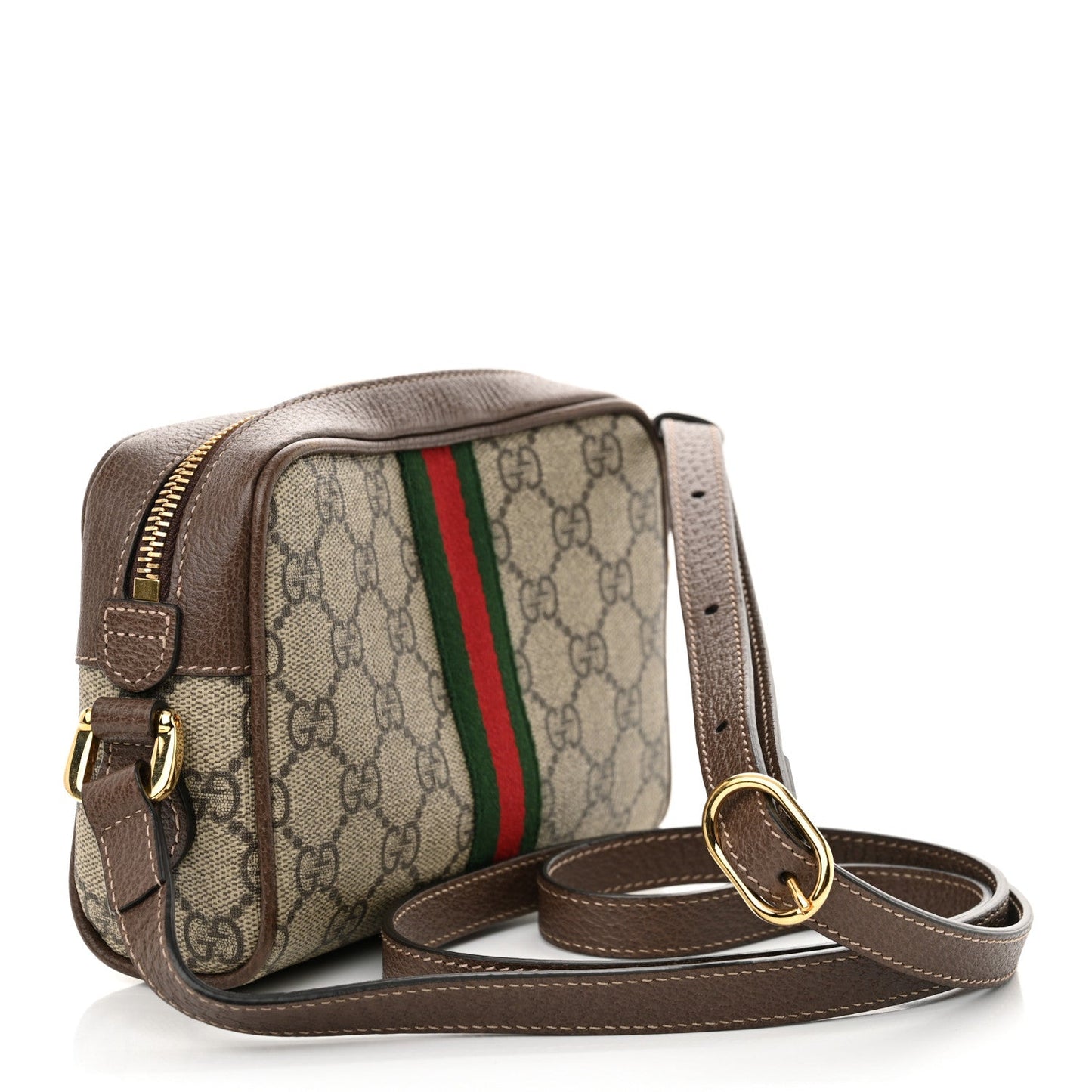 Gucci GG Supreme Monogram Web Mini Ophidia Shoulder Bag Brown