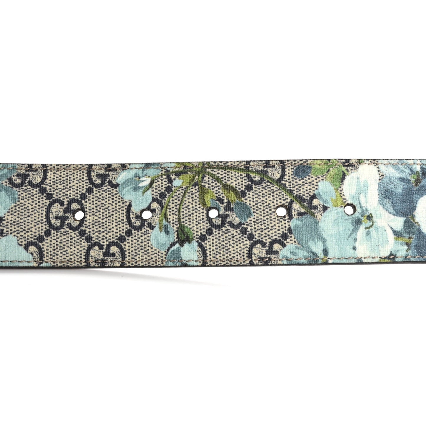 Gucci GG Supreme Monogram Blooms Plaque Belt 70 28 Blue