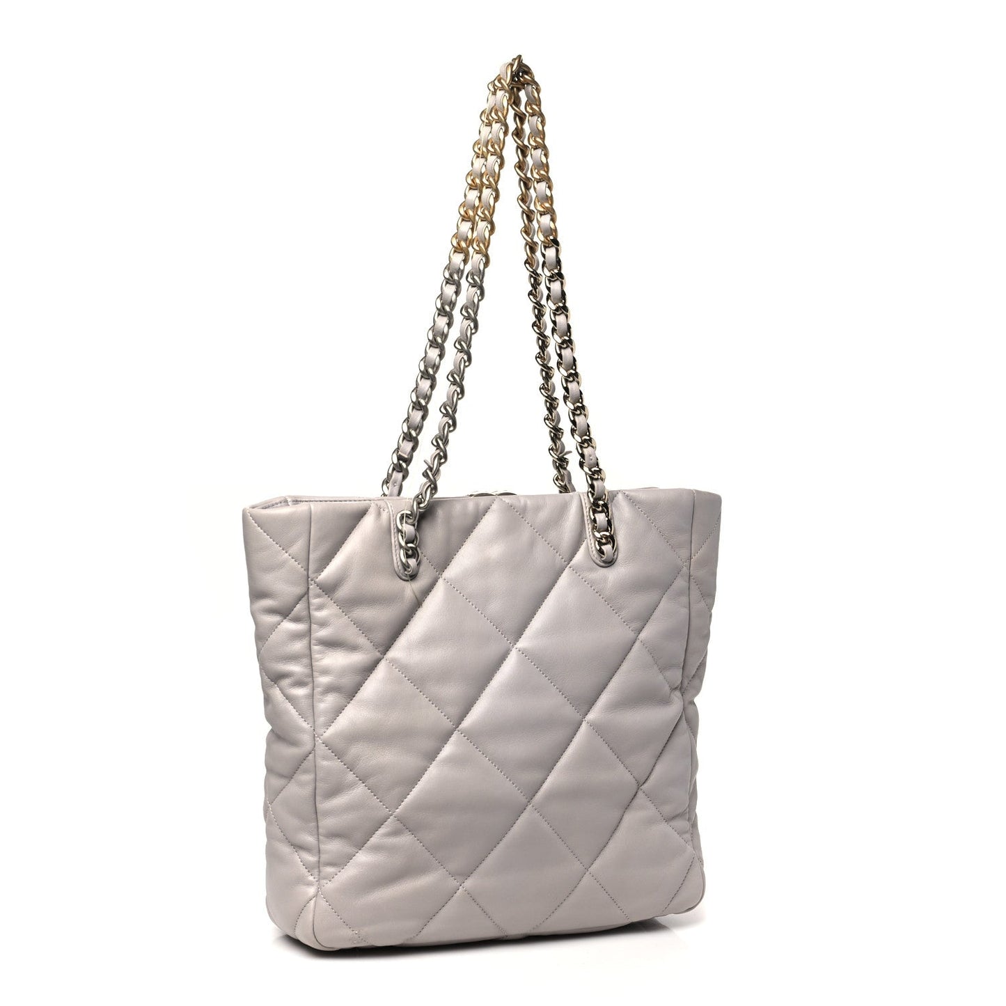Chanel Lambskin Quilted 19 Shopping Bag Grey