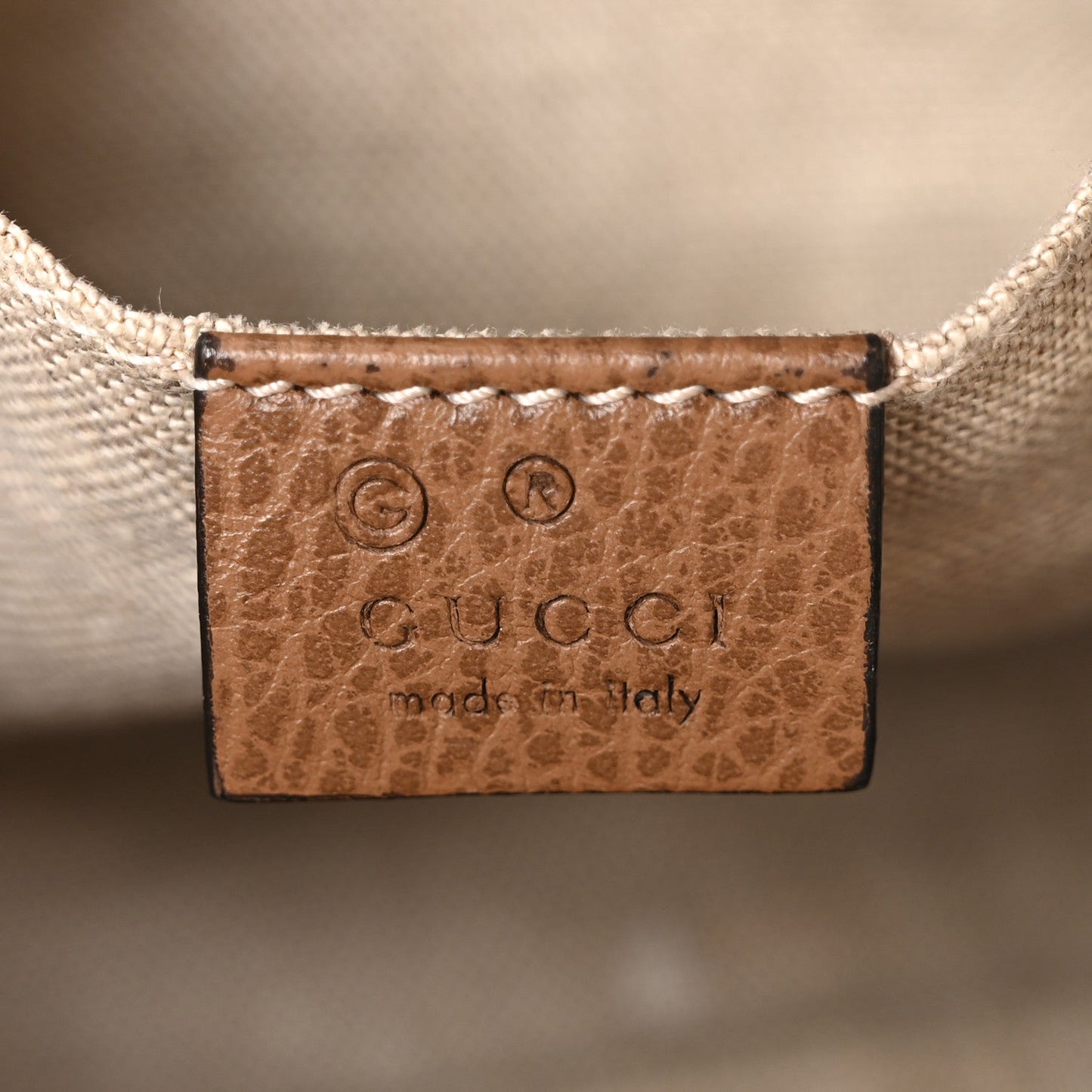 Gucci Monogram Mini Bree Messenger Bag Beige Tabacco