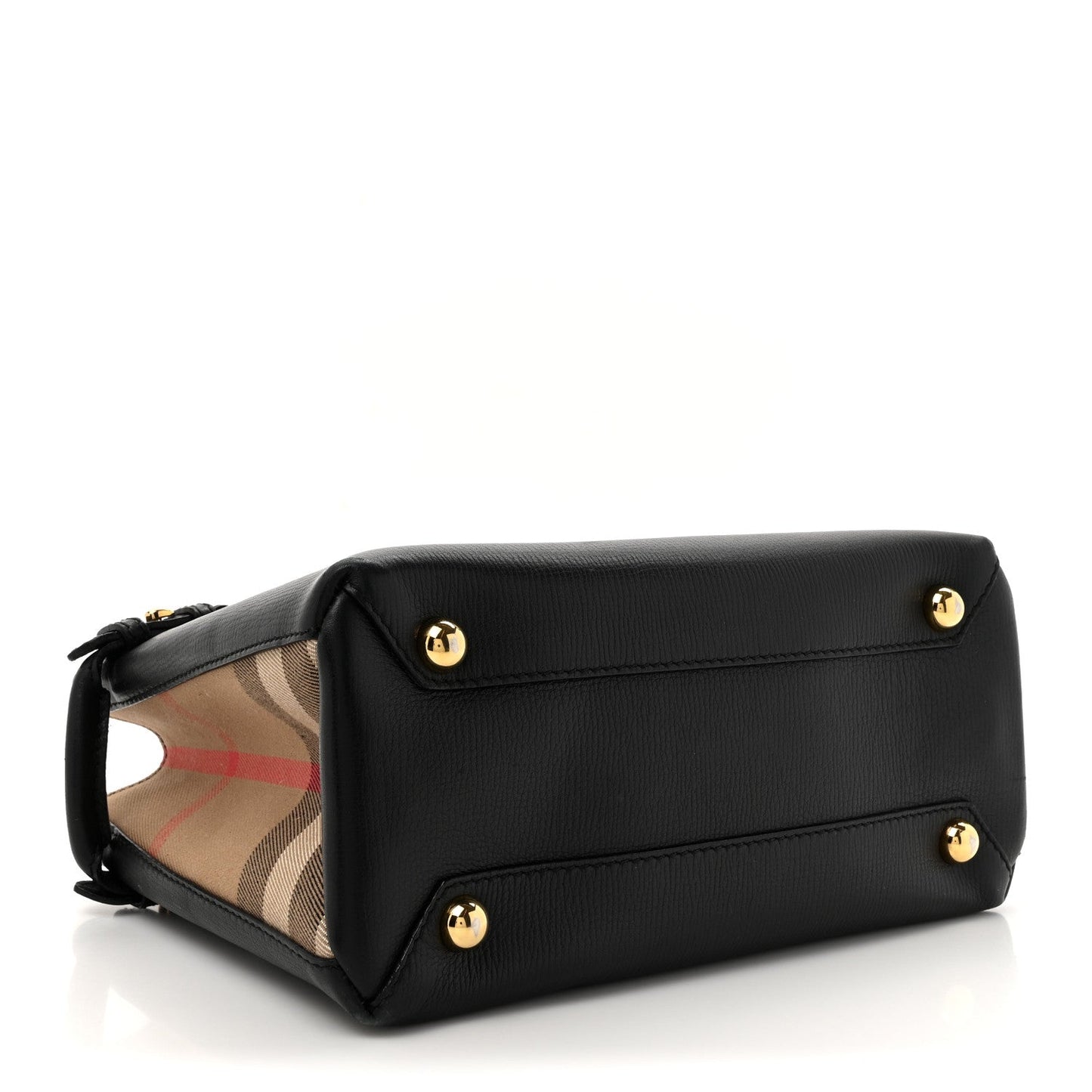 Burberry Derby Calfskin House Check Small Banner Tote Black