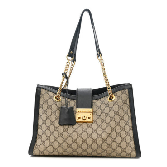Gucci GG Supreme Monogram Medium Padlock Tote Black