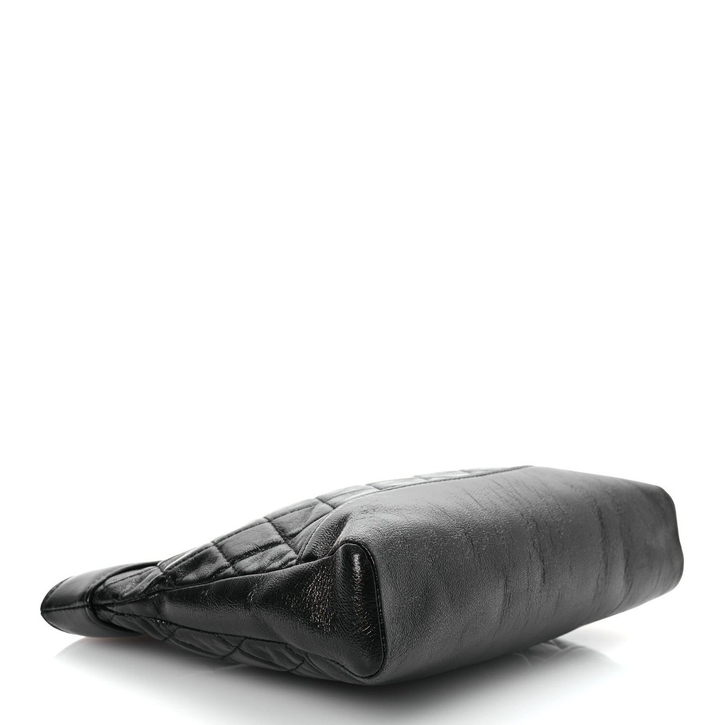 Chanel Shiny Crumpled Calfskin Quilted Mini 31 Shopping Bag Black