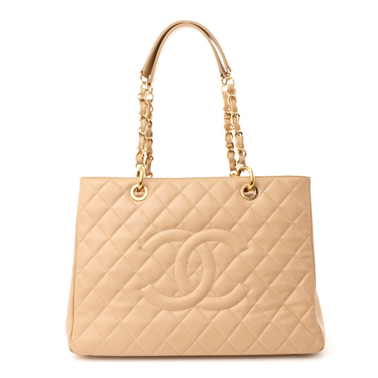 Chanel Caviar Quilted Grand Shopping Tote GST Beige Clair