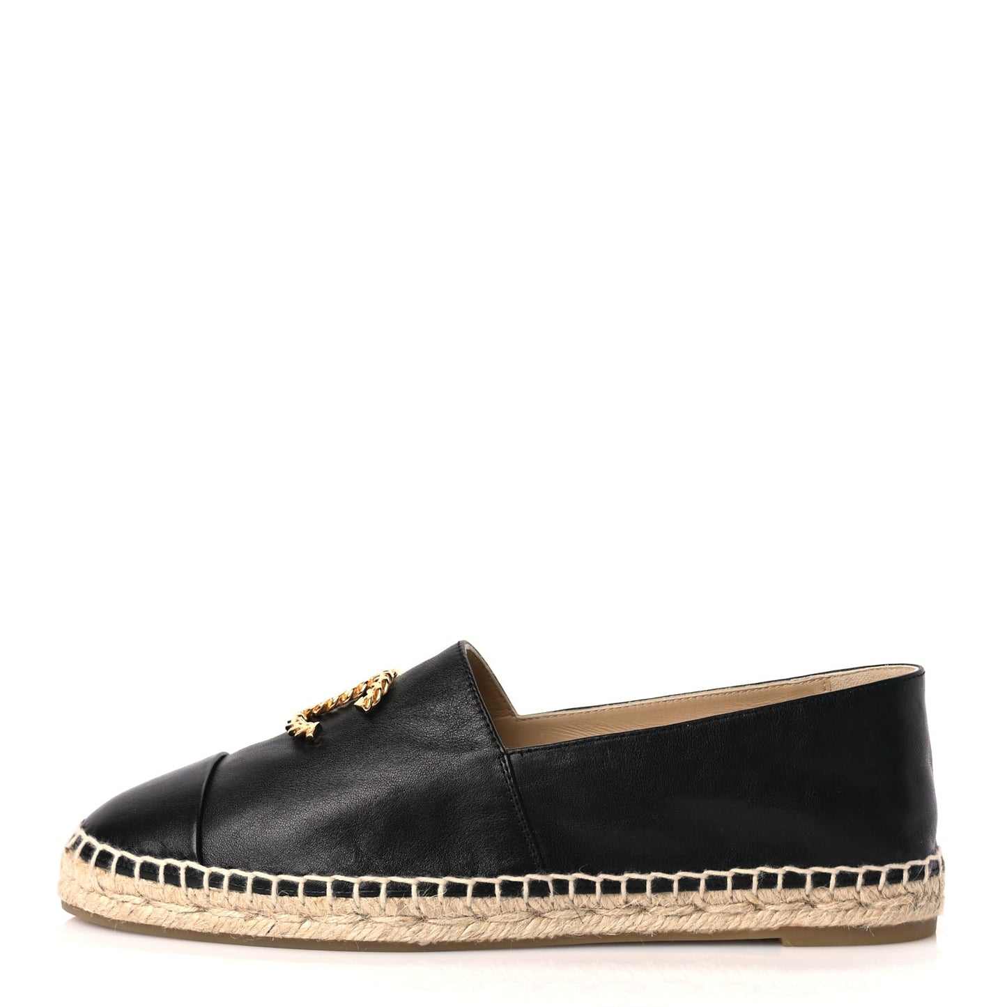 Chanel Calfskin Chain CC Espadrilles 40 Black