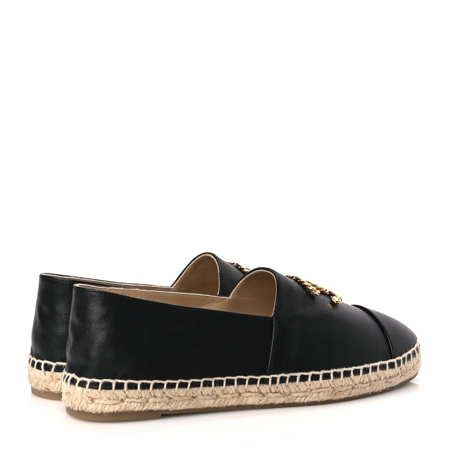 Chanel Calfskin Chain CC Espadrilles 40 Black