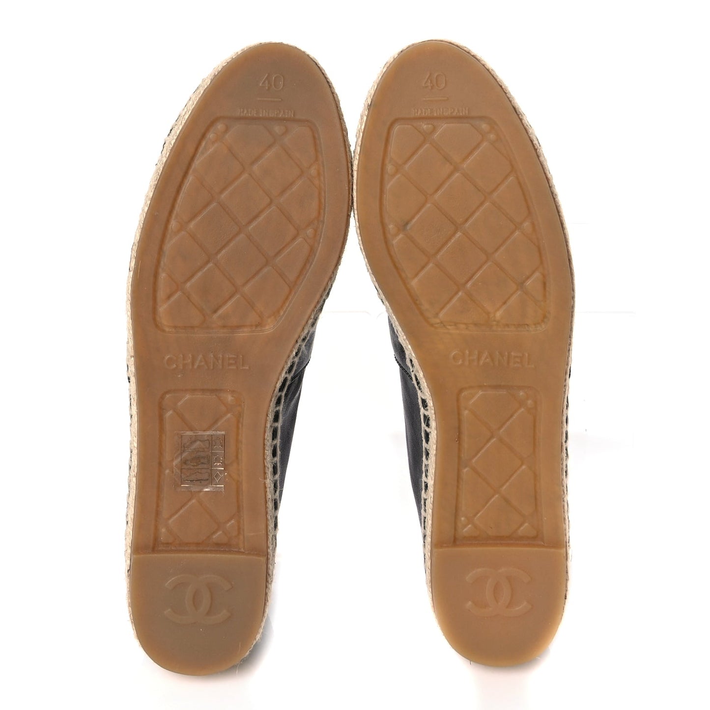 Chanel Calfskin Chain CC Espadrilles 40 Black