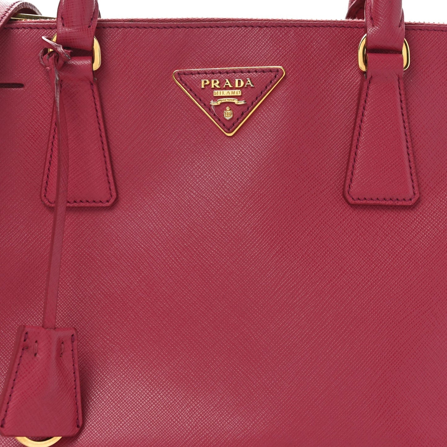 Prada Saffiano Small Galleria Double Zip Tote Peonia