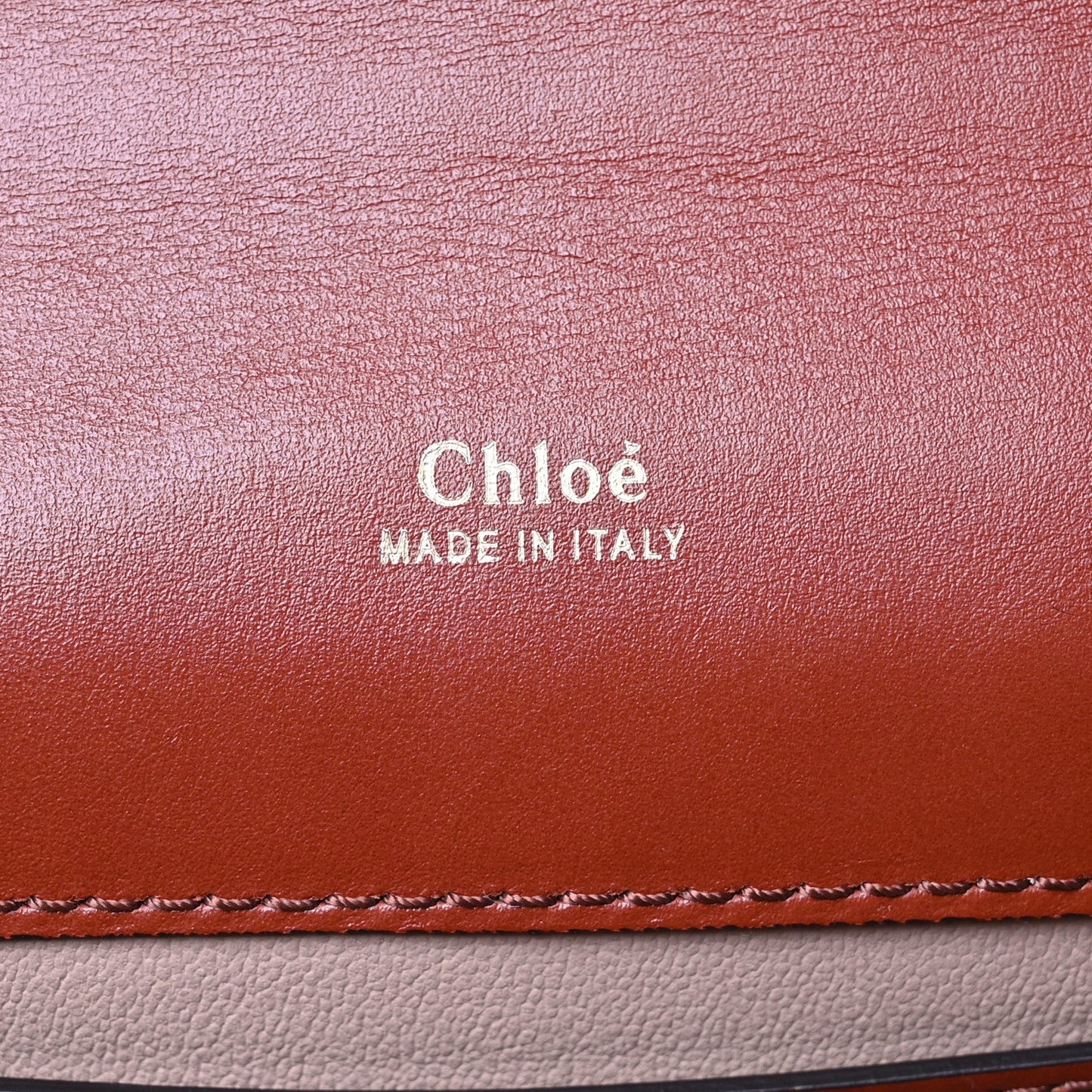 Chloe Shiny Goatskin Calfskin Mini Aby Chain Shoulder Bag Sepia Brown