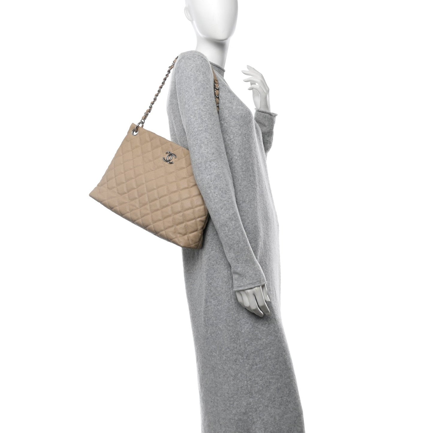 Chanel Caviar Quilted Easy Zip Tote Beige Clair
