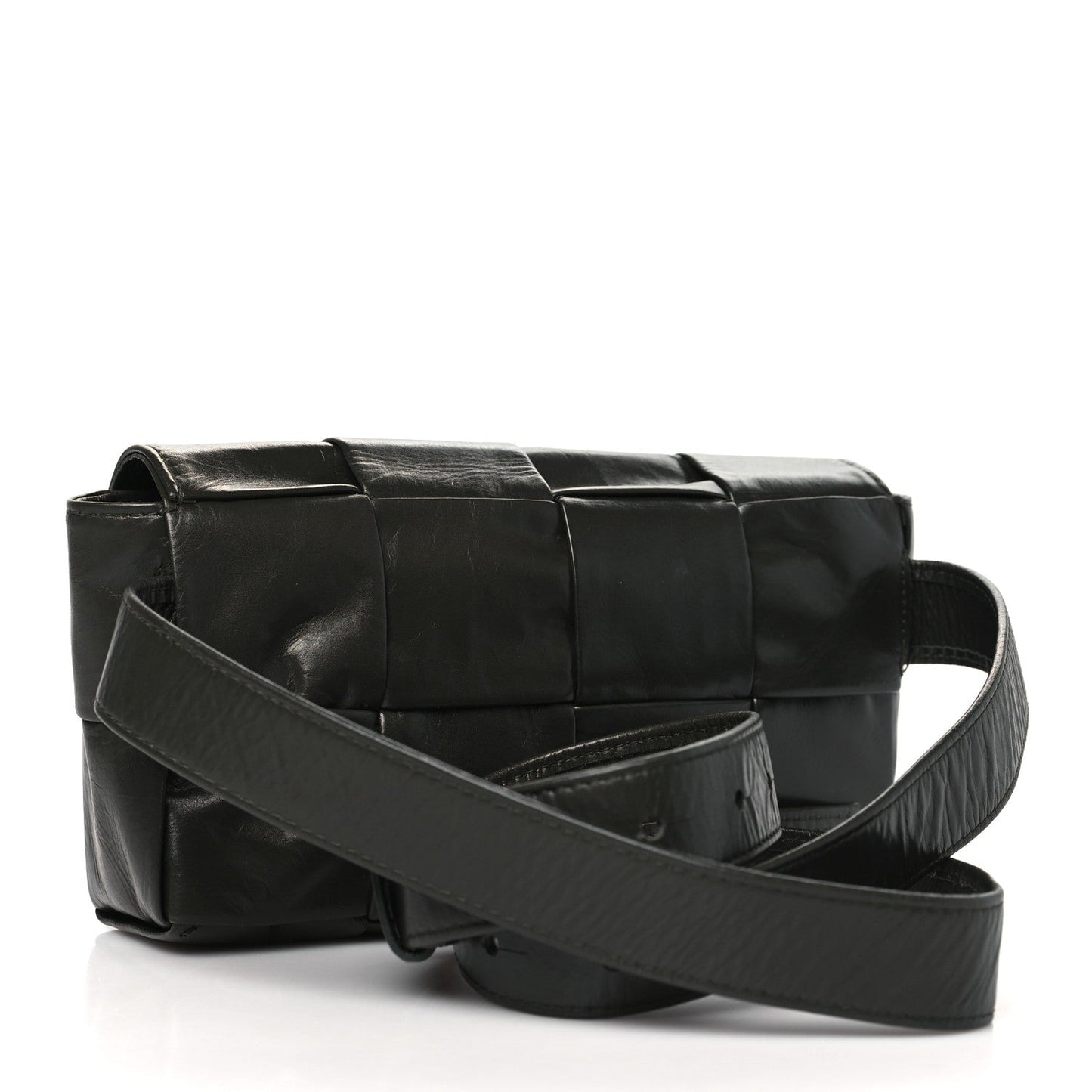 Bottega Veneta Paper Calfskin Intrecciato Cassette Belt Bag Raintree