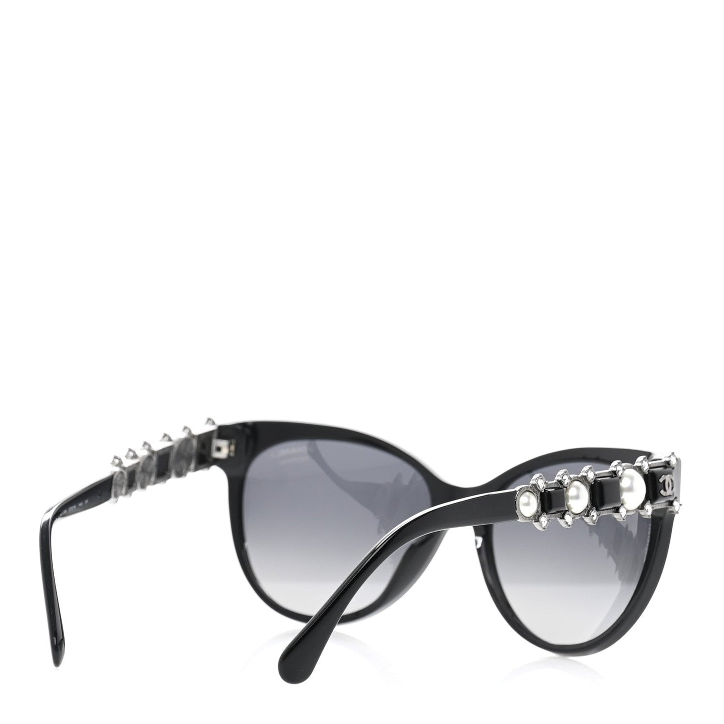 Chanel Crystal Pearl Cat Eye Sunglasses 5336-H-B Black