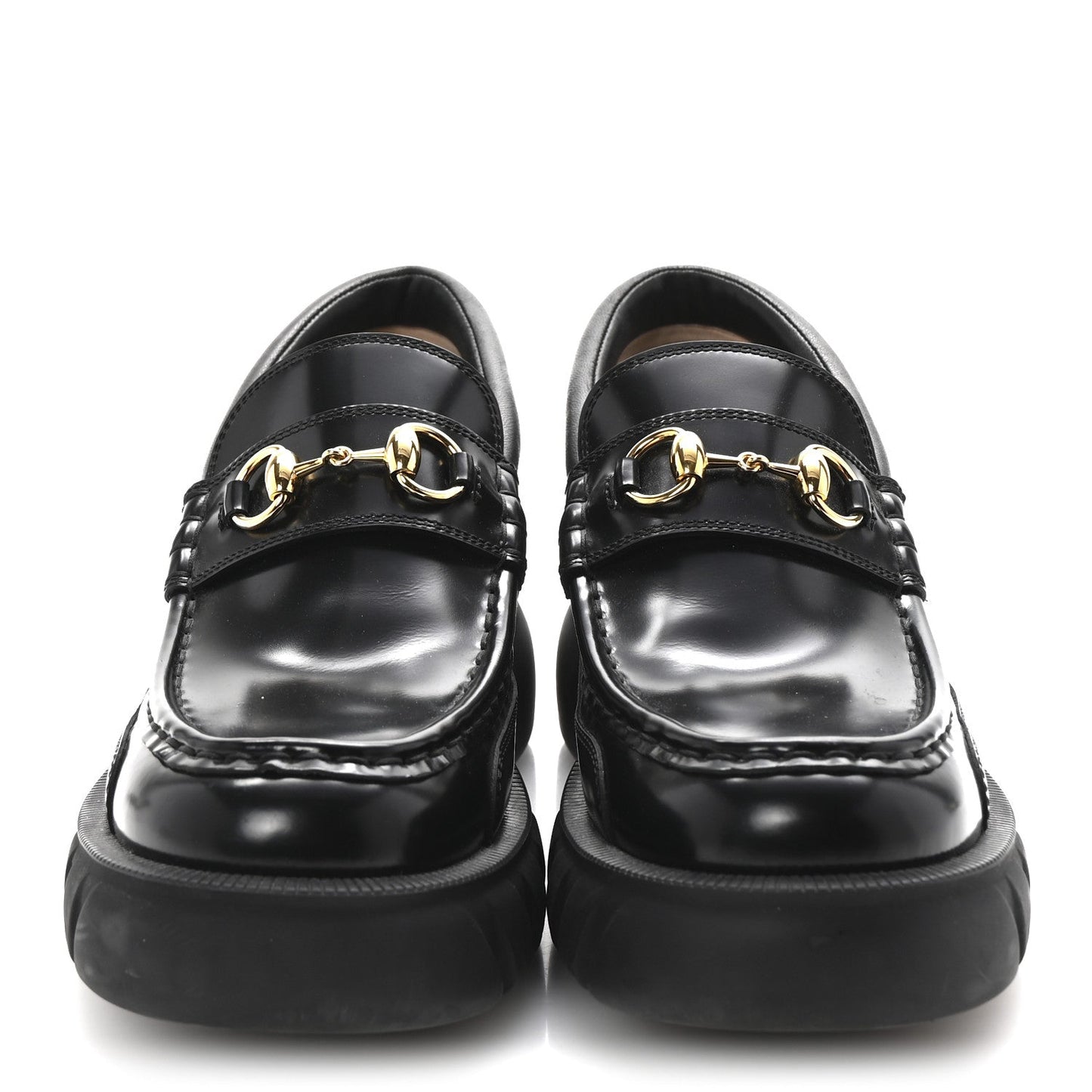 Gucci Cordovan Lux Womens Harald Horsebit 25mm Platform Loafers 40 Black