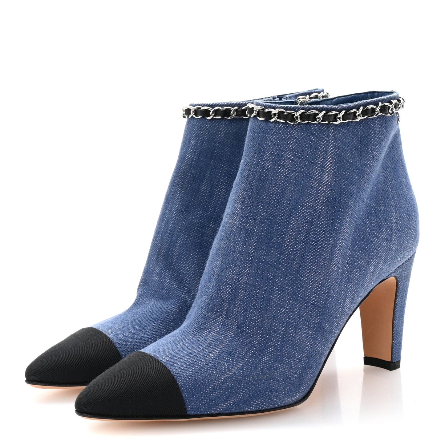 Chanel Denim Grosgrain Cap Toe Short Boots 37 Blue