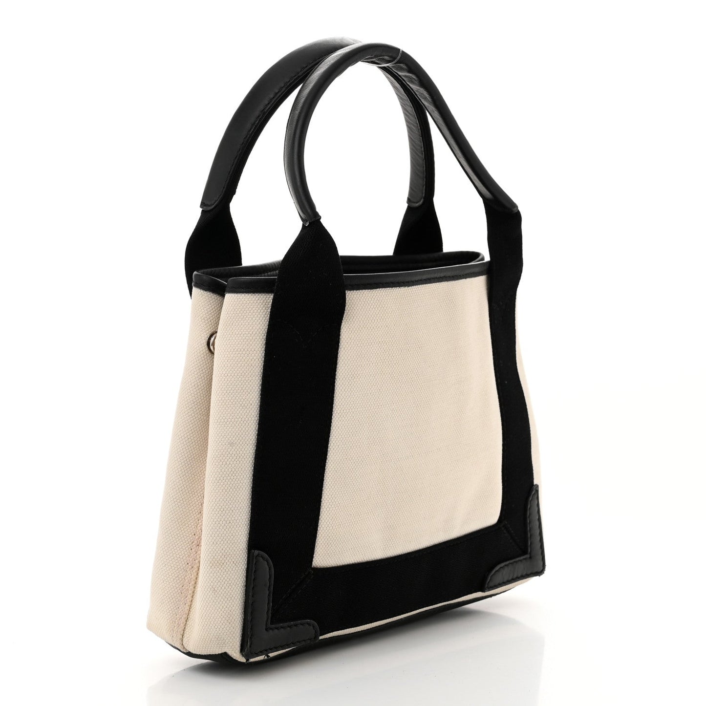 Balenciaga Cotton Canvas Calfskin Navy Cabas XS Natural Black