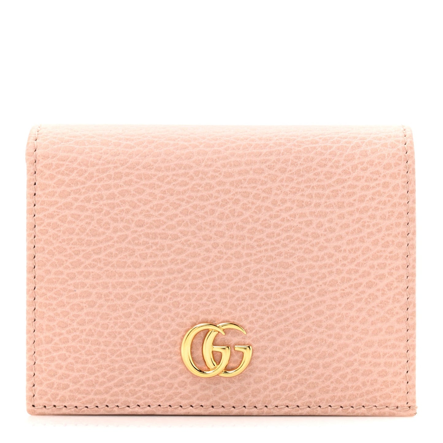 Gucci Dollar Calfskin GG Marmont Card Case Perfect Pink