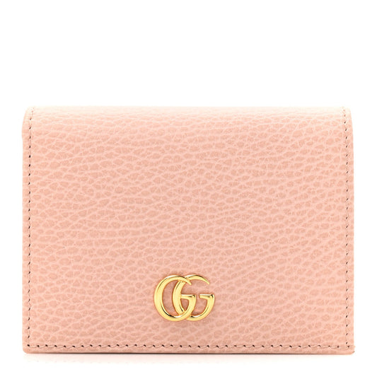 Gucci Dollar Calfskin GG Marmont Card Case Perfect Pink