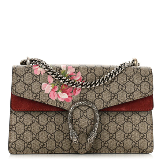 Gucci GG Supreme Monogram Blooms Small Dionysus Shoulder Bag Beige Multicolor Dry Rose