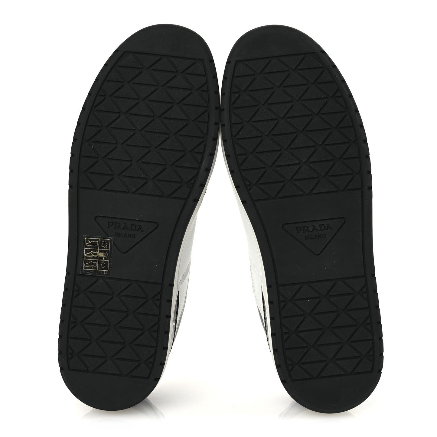Prada Vitello Sport Spazzolato Rois Metal Triangle Logo Downtown Low Top Sneakers 37.5 White Black
