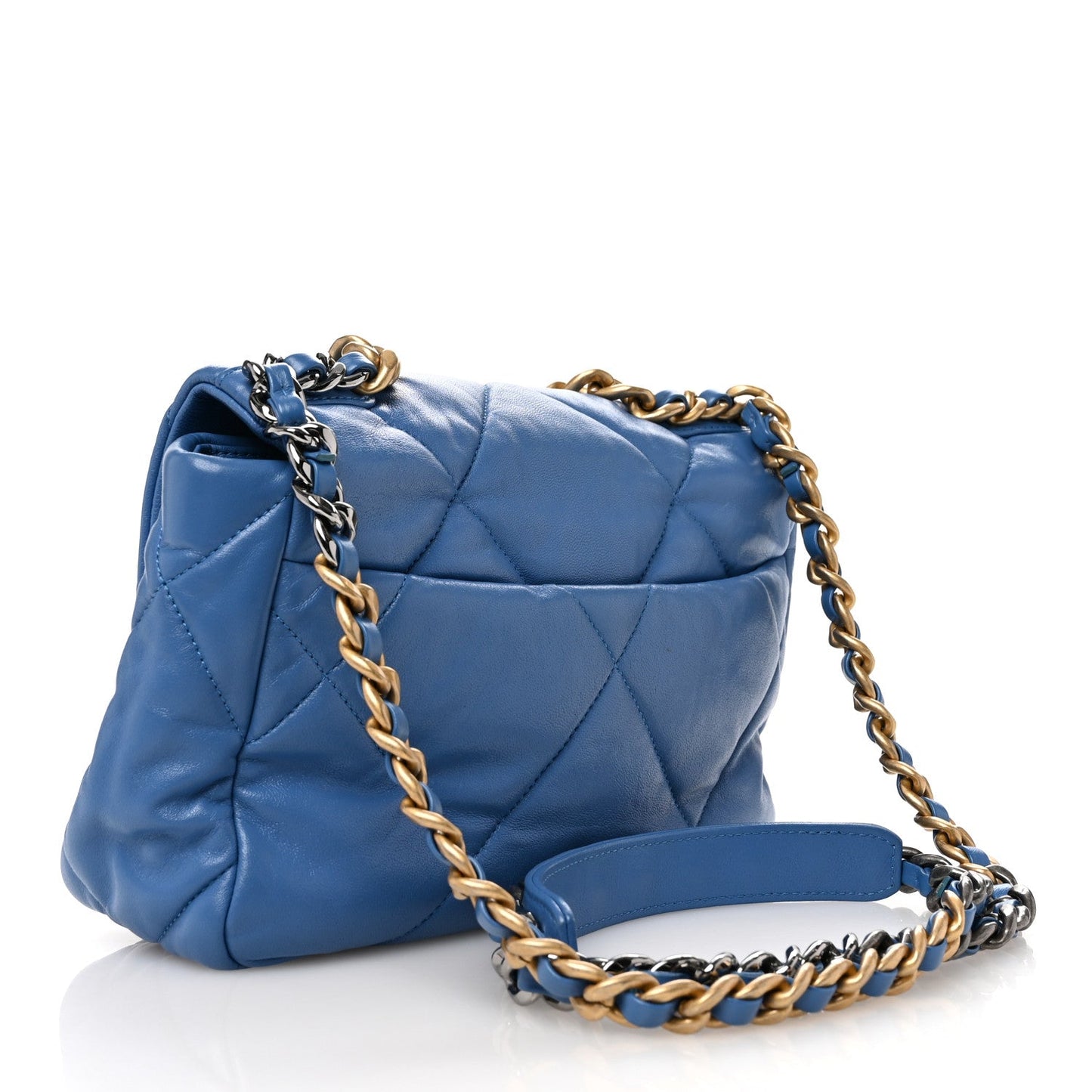 Chanel Lambskin Quilted Medium 19 Flap Blue