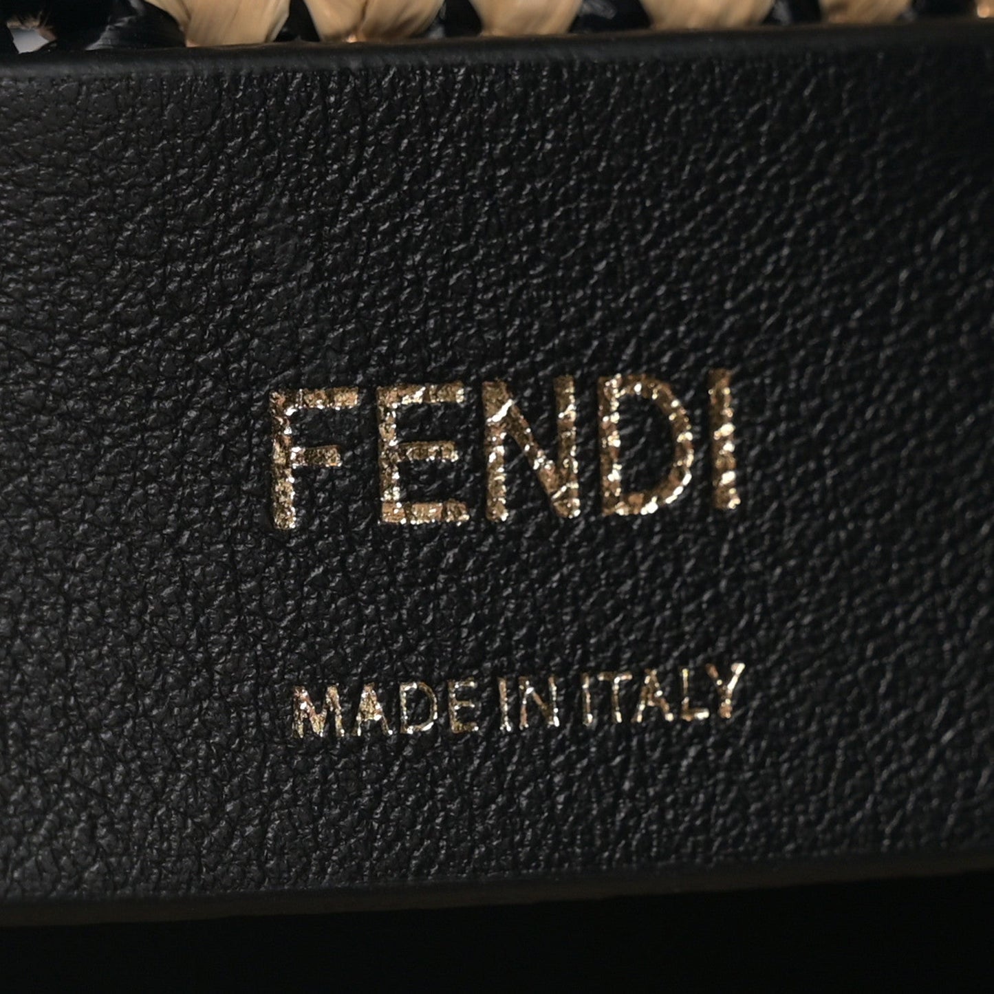 Fendi Raffia Vitello Seta F is FF Woven Mini Mon Tresor Bucket Bag Black Natural
