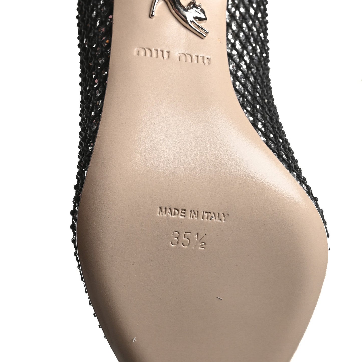 Miu Miu Glitter Rete 85 Pumps 35.5 Silver Black