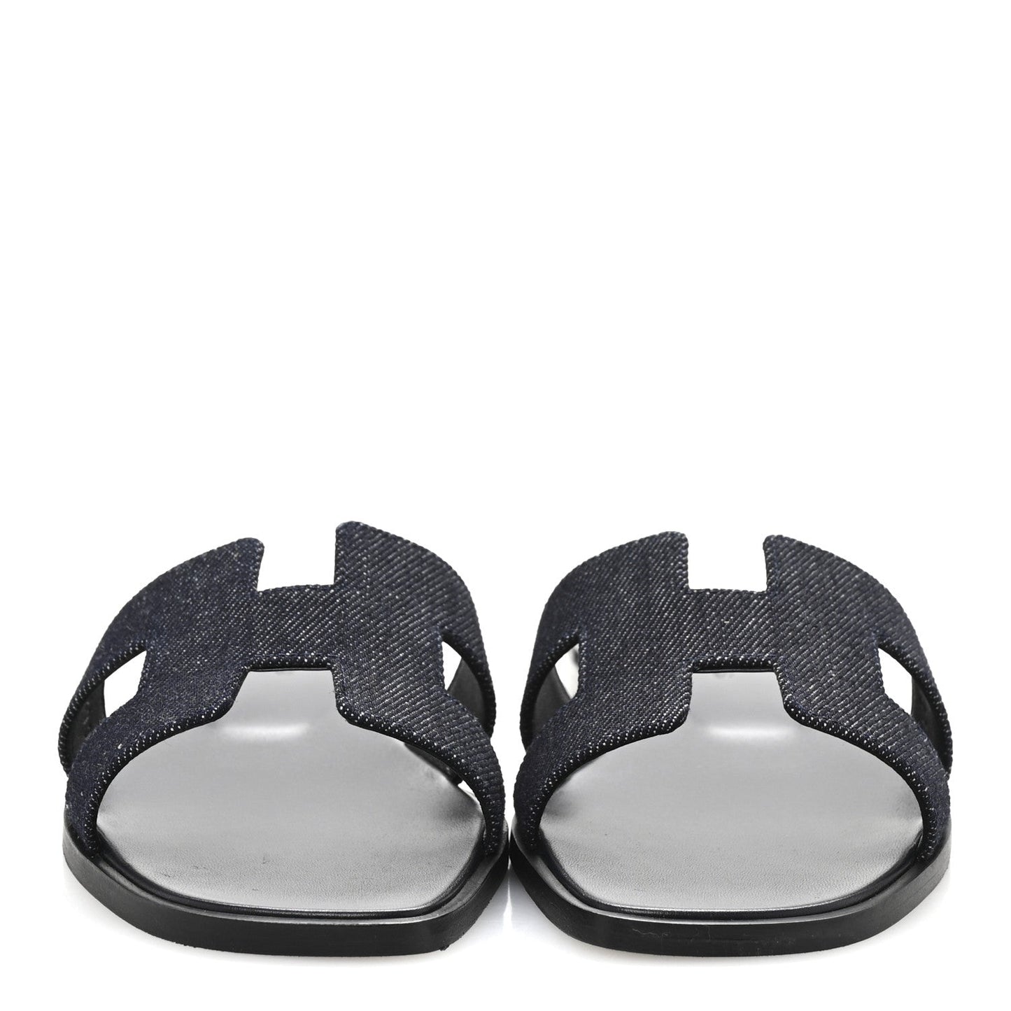 Hermes Denim Canvas Oran Sandals 37.5 Bleu Brut