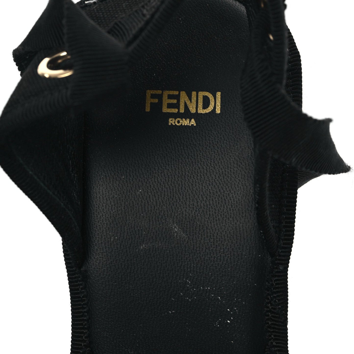 Fendi Canvas FF Embroidered Roma Ankle Wrap Wedge Espadrilles 36 Black