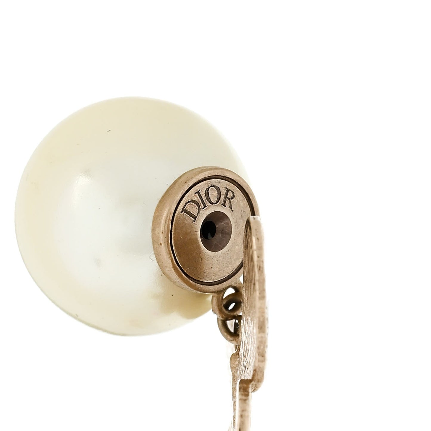 Christian Dior Pearl Butterfly Tribal Earrings Gold