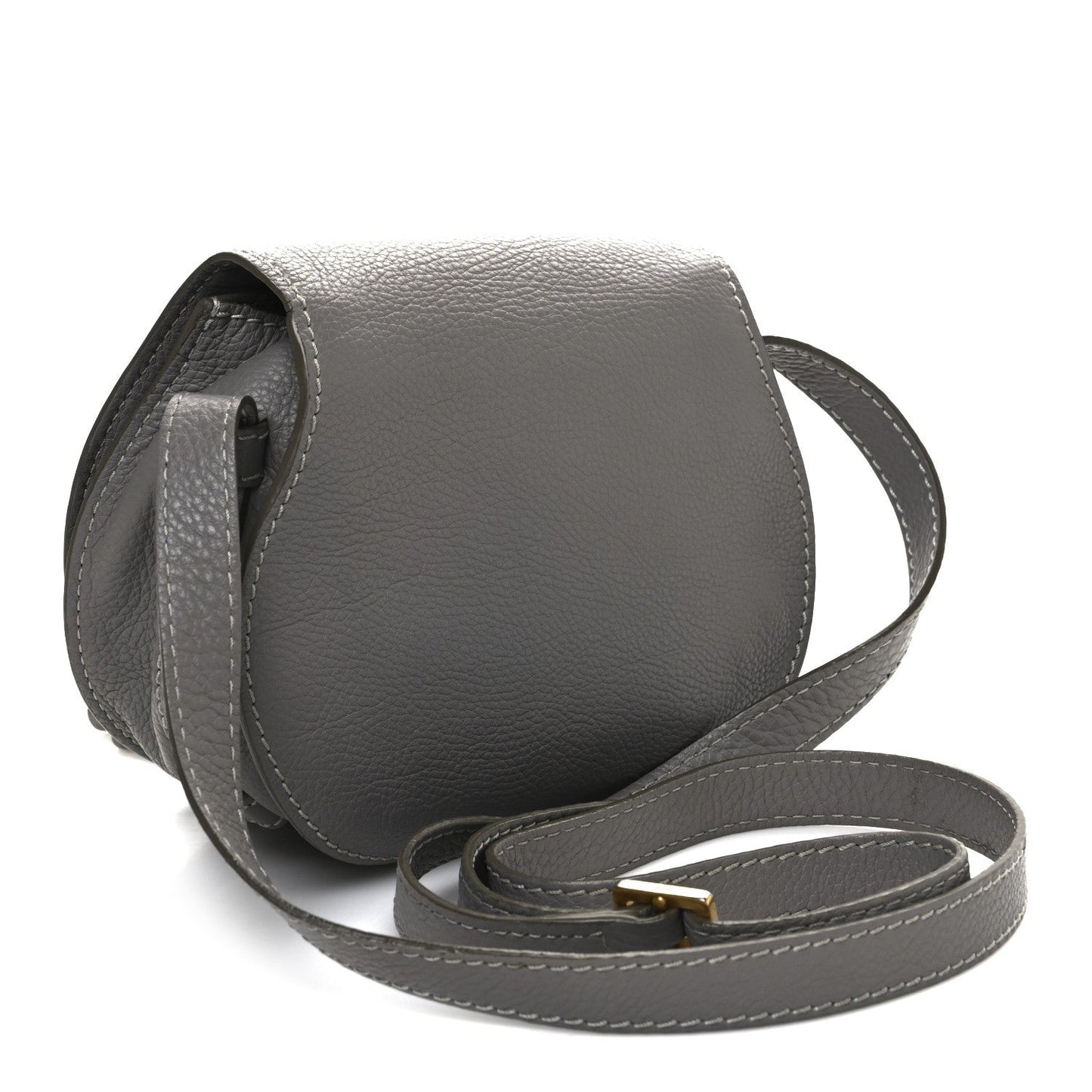 Chloe Calfskin Mini Marcie Round Crossbody Bag Cashmere Grey