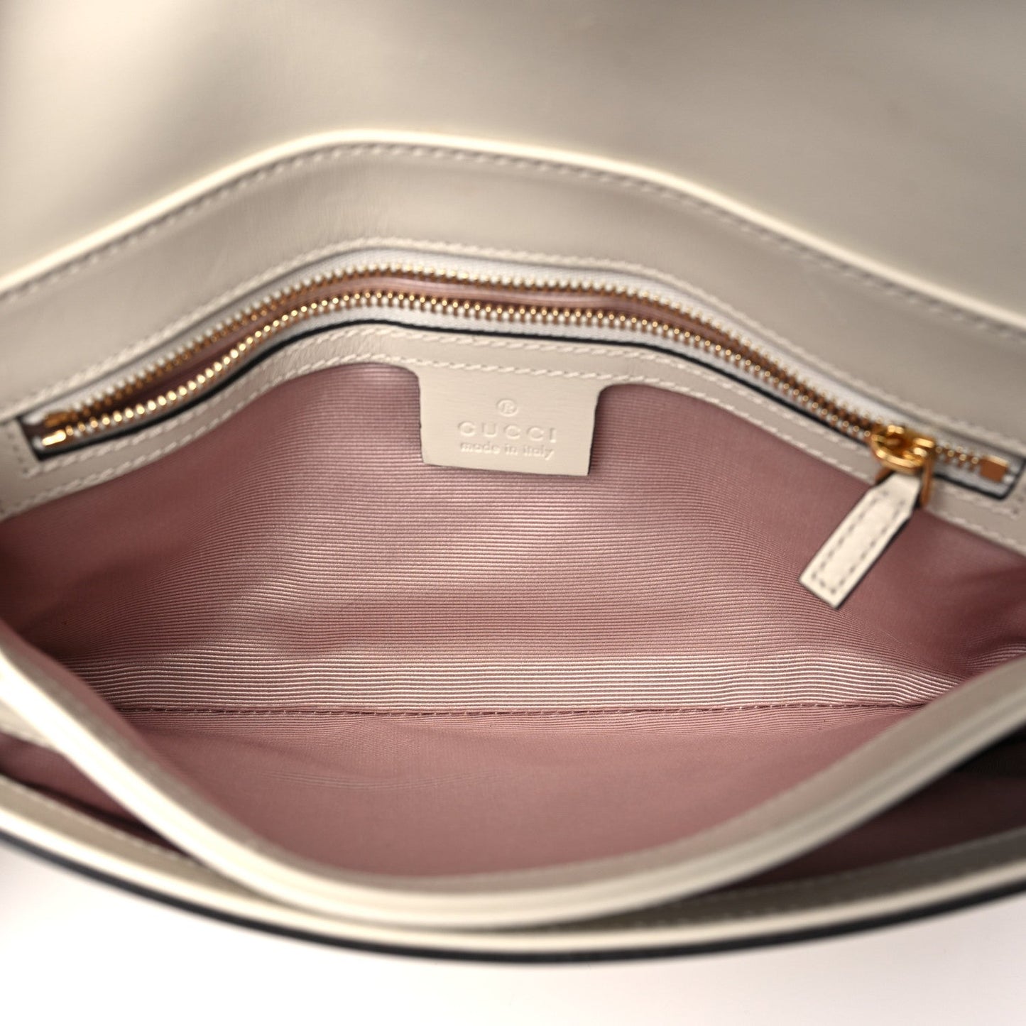 Gucci Calfskin Small Arli Flap Shoulder Bag Mystic White
