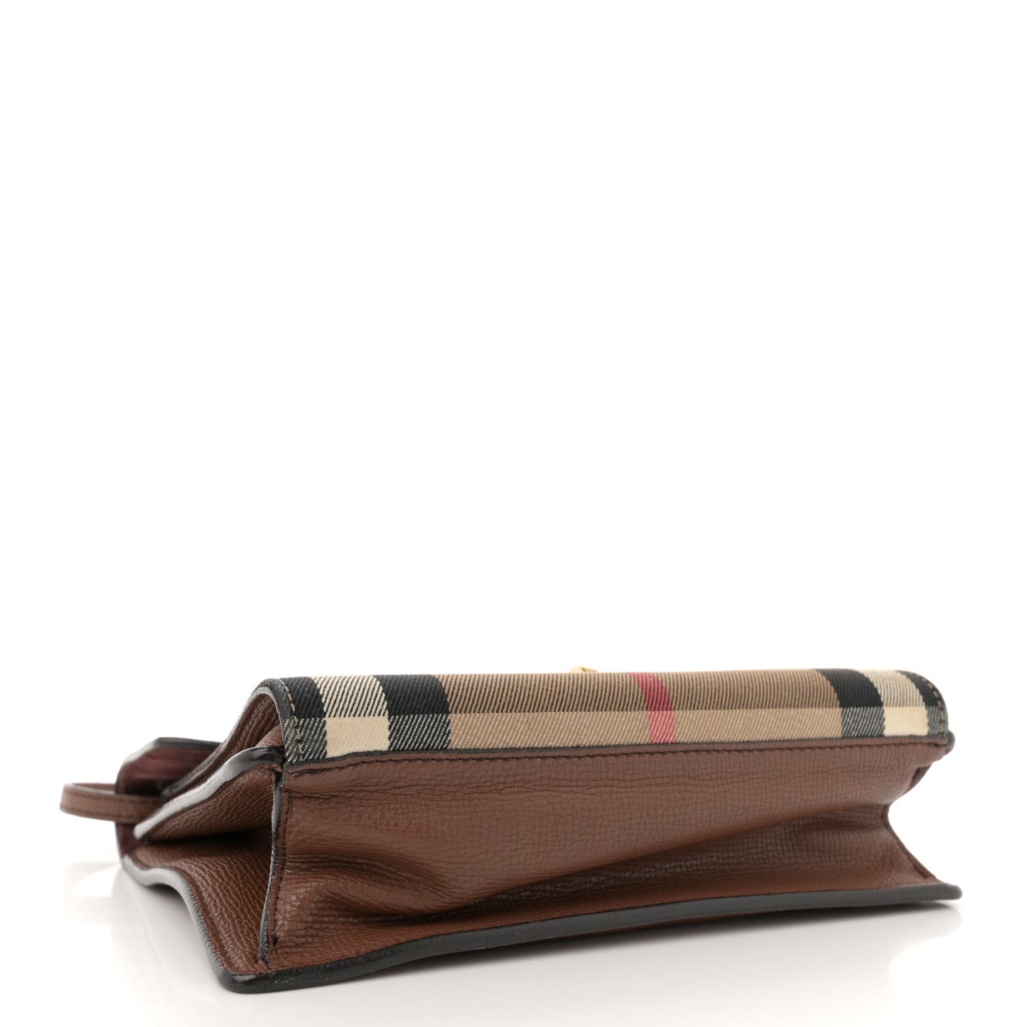 Burberry Derby Calfskin House Check Small Macken Crossbody Bag Tan