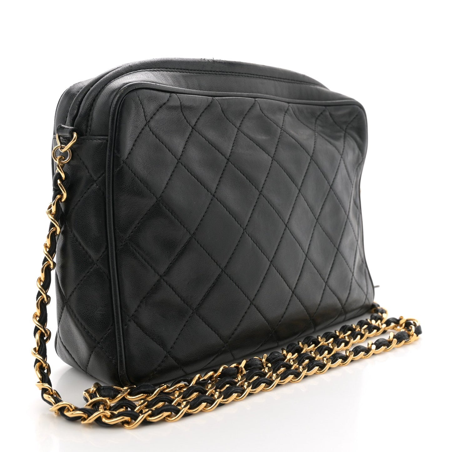 Chanel Lambskin Quilted Tassel Camera Case Black